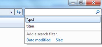  tìm kiếm tất cả các file có phần mở rộng là *.pst