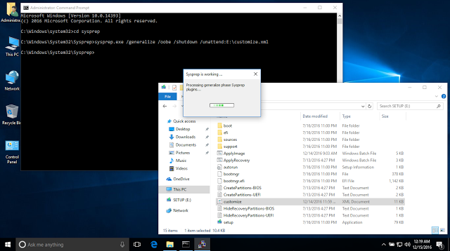 Sử dụng Sysprep kết hợp với tập tin trả lời để khái quát trình cài đặt Windows 10