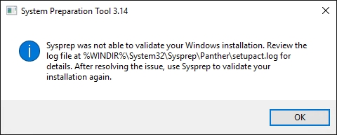 Sửa lỗi Sysprep was not able to validate your Windows installation trên Windows 10