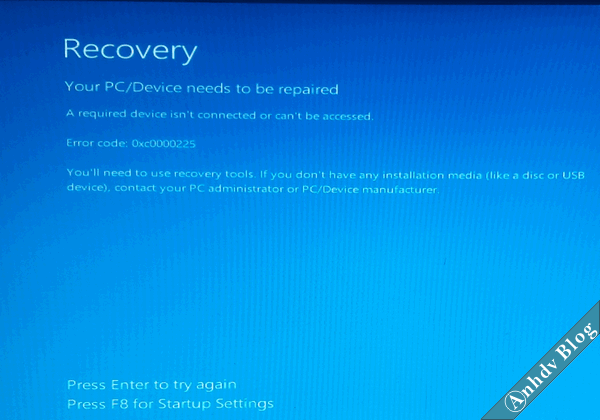 Lỗi màn hình xanh Recovery