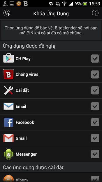 Dưới đây là những tính năng chính của ứng dụng BitDefender Mobile Security & Antivirus: